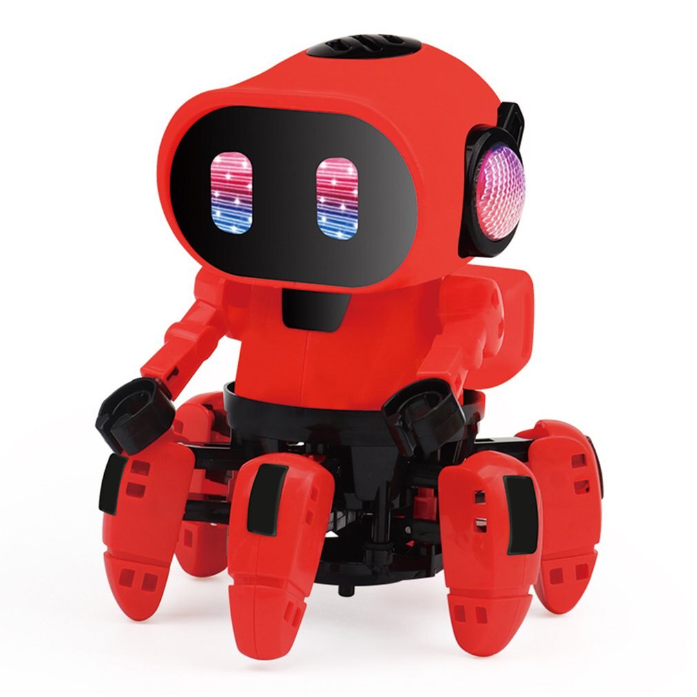 Electric Six-claw Robot Toy Arming Swing Dancing Fish Small Music Children Shaking Toys With Lights Toy: Red