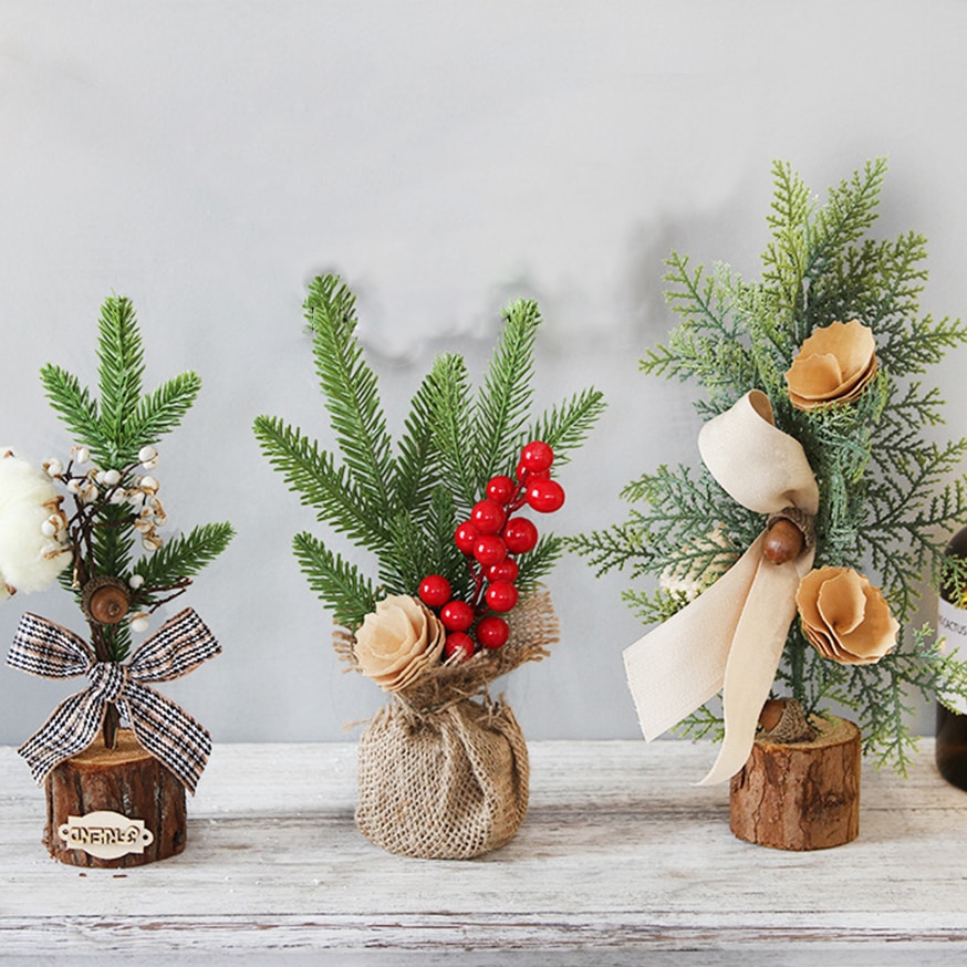 Pine Needle Bonsai with Pot Artificial Plant/Flowers Wedding/Christmas Balcony Bonsai Winter Home Decor Supplies