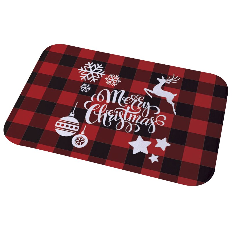 Winter Snowflake Christmas Tree Doormat Red Non Slip Absorbent Floor Carpet Mat for Entryway Bedroom Living Room Sofa Home Decor: B01