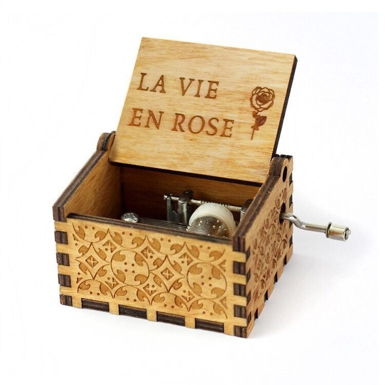 Hand Rock Box Music Note Box Caixa Musica Factory Caja Cajita Musical Madera Wood Moon River Music Box You Are My Sun: La Vie en Rose