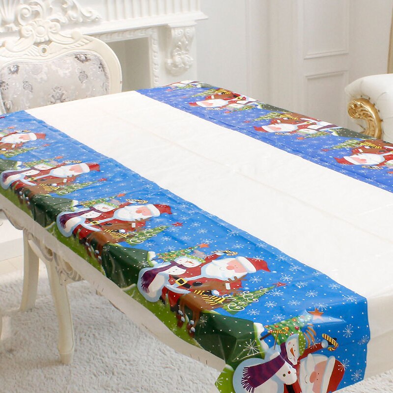110 x 180cm juledug banket år fest tryk rektangulær pvc julestemning borddækning dekorationer: 3