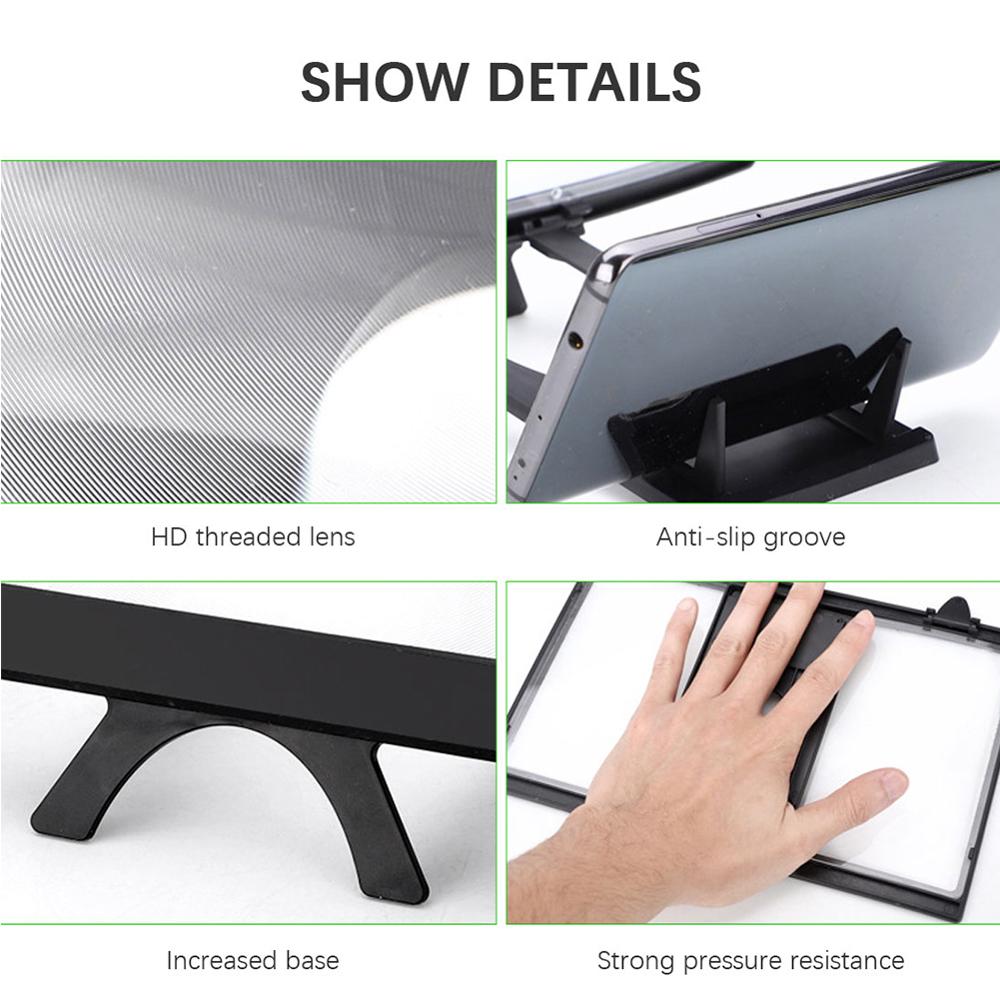 3D Phone HD Screen Amplifier 12 Inch HD Video Amplifier for Smartphone Stand Eyes Protection Holder Surved Screen Magnifier