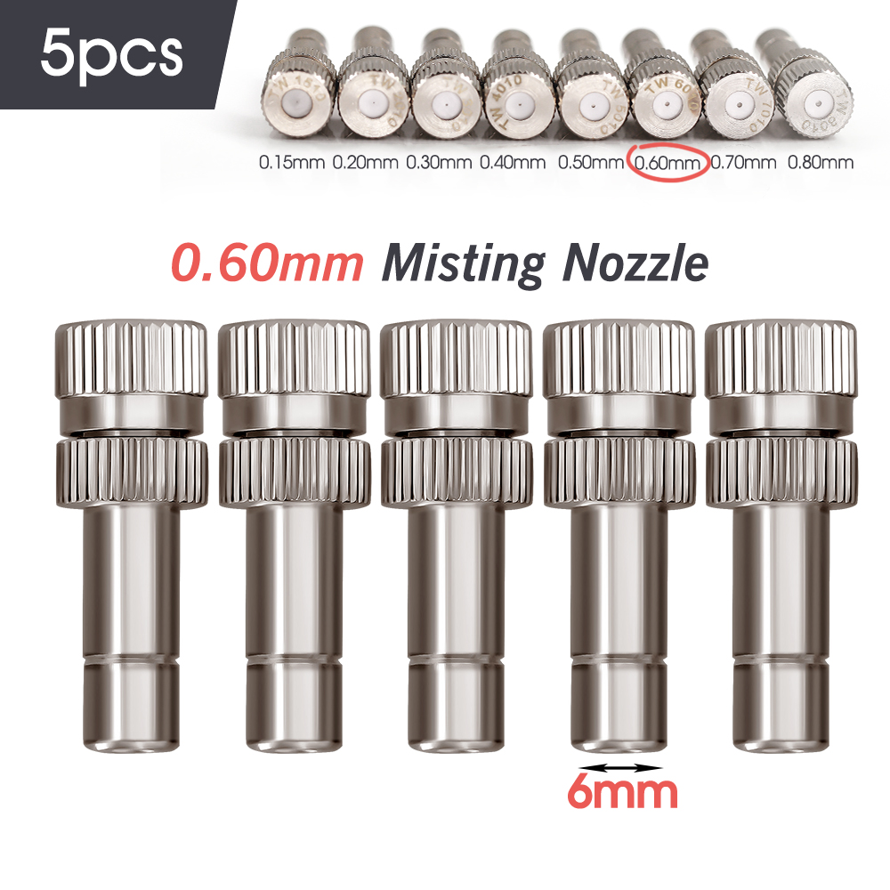 0,15–0,8 mm Niederdruck-Nebeldüsen, 6 mm Stecker, feine Zerstäubung, Sprühgerät, Gartenbewässerung, Befeuchtung, Kühlsystem: Licht Grau