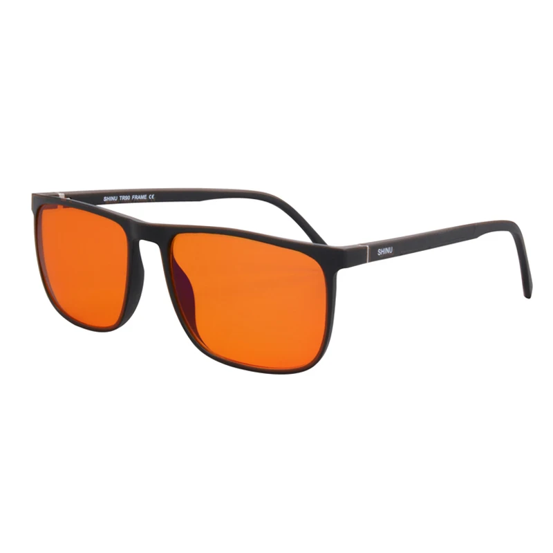 Óculos bloqueadores de luz azul SHINU com lentes vermelhas protegem seus olhos de tensão digital Óculos de bom sono Homens Lente de olho vermelho