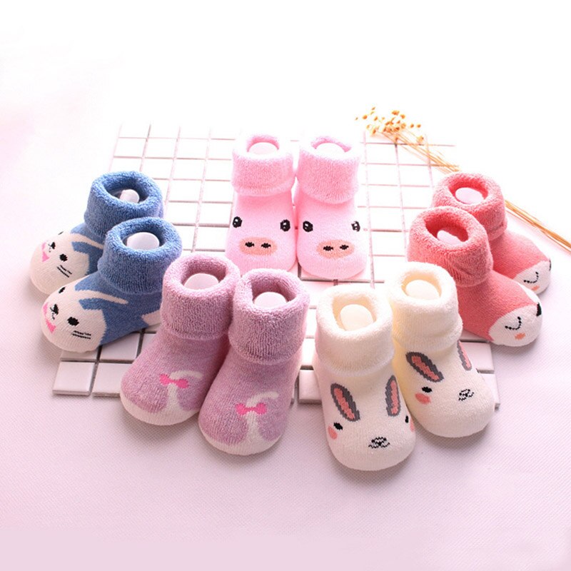 5Pairs/set Lovely Cartoon Baby Socks Soft Cotton Baby Girl Boy Socks Warm Soft Newborn Socks Toddler Knitted Socken: style 4 set