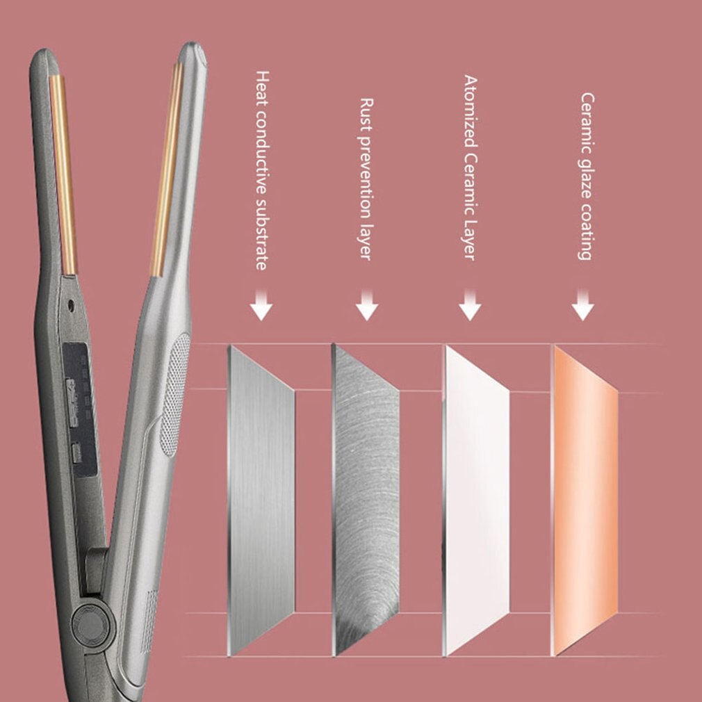 Eisstockschießen Eisen Haar Curler für Kurze Haare LED Haarglätter Flache Eisen Professionelle 2 in 1 Cn (herkunft) lescolton