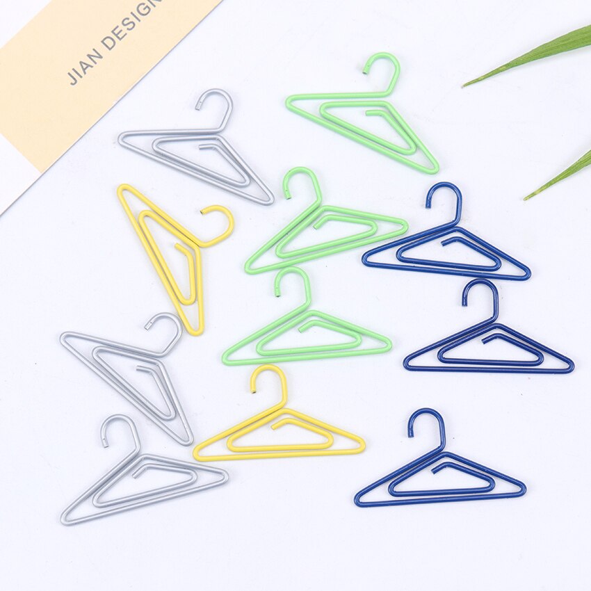 Clips de papel en forma de Mini percha, Material de Metal, Kawaii, marcador, para oficina, escuela, papelería, Clip de marcado, 10 Uds.