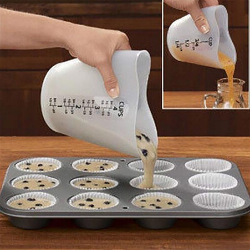 500ML Hartvormige Verdikking Zachte Oven Vochtbestendige Clip-On Cup Siliconen Maatbeker Cake Bakken tool