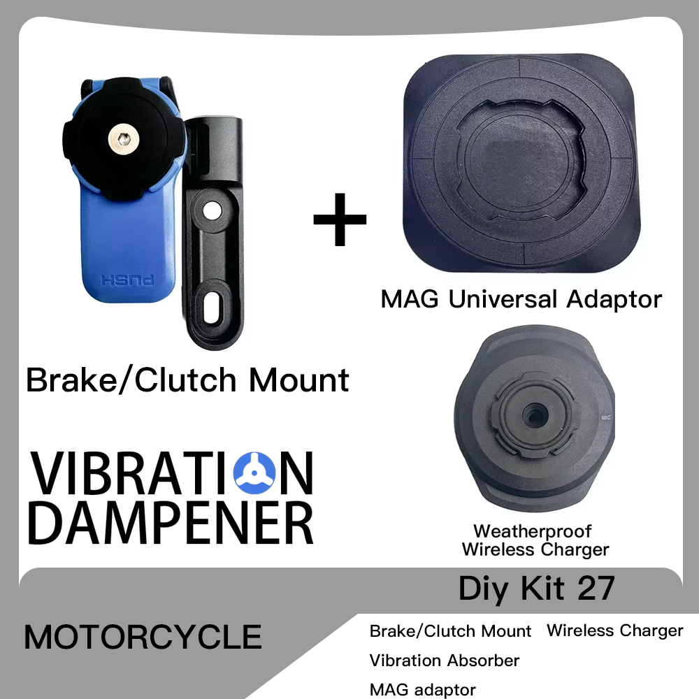 Motorcycle Handlebar Clamp Stem Fork Mount PRO Holder Phone Mount Vibration Dampener MAG Universal Adaptors Wireless Charger