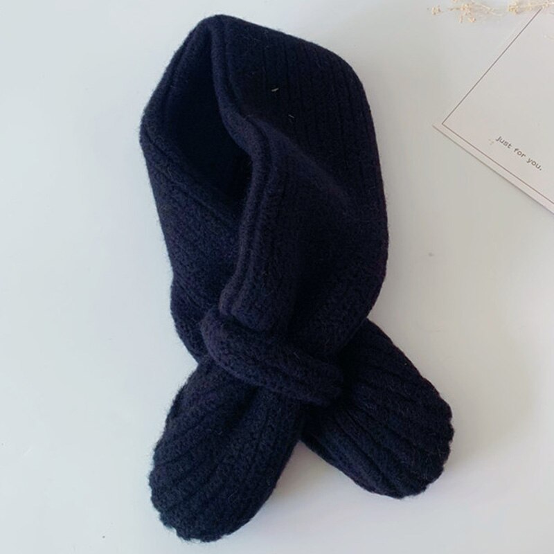 Korean Version Candy-colored Knitting Scarf Children Autumn Winter All-match Baby Warm Woolen Yarn Boys Girls Soft Collars D49: black