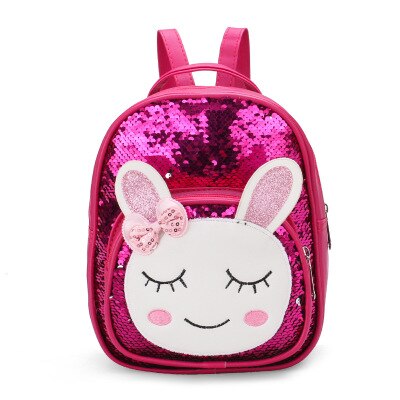 Kid Peuter Meisje Dier Pailletten Rugzak Leuke Konijn Kleuterschool Schooltas Pu Leer Kinderen Dagelijks Rugzak 5 Kleuren: Rose Red