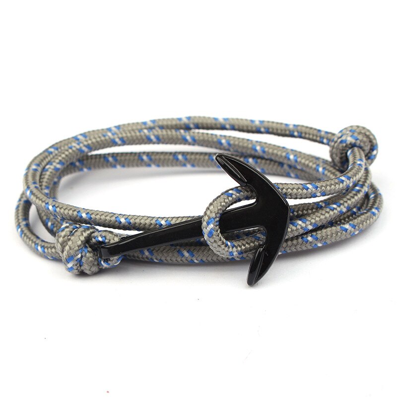 Niuyitid mænd armbånd hånd tilbehør sort anker armbånd dreng charme homme smykker justerbar: A11