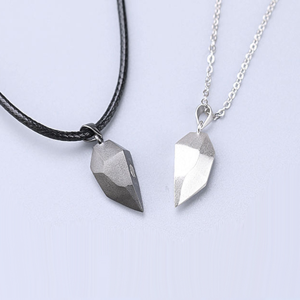 1 Paar Magnetische Paar Hart Vorm Ketting Gothic Punk Stijl Voor Mannen Sieraden Bruiloft Liefhebbers Koppels Valentijnsdag