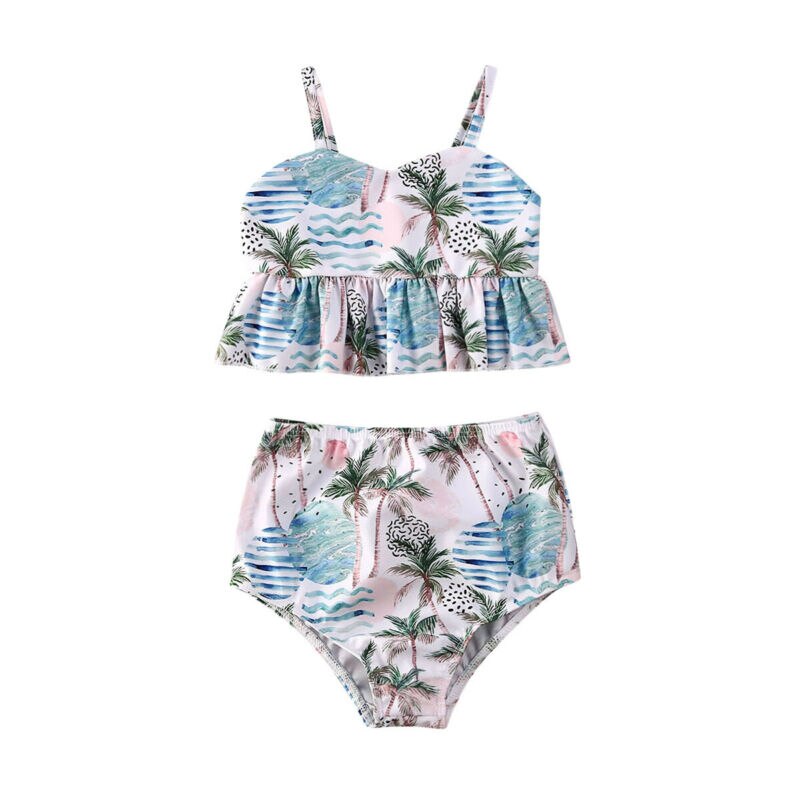 Søde baby børn piger bikini sæt badedragt blomstret ærmeløs beklædningsgenstand shorts sløjfe badetøj ferie strandtøj 2 stk outfits