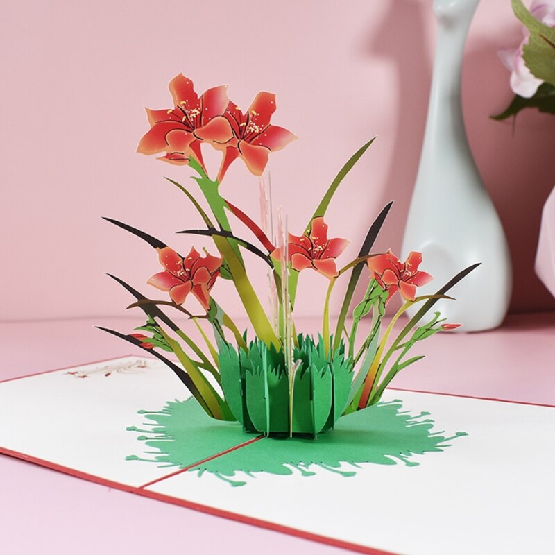 3d pop-opp blomst blomster gratulasjonskort til bursdag mødre fars dag uteksaminering bryllupsdag: 3