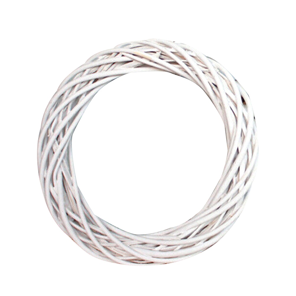 Guirnalda blanca de mimbre de redondo para Navidad, adornos de mimbre artesanales, flores colgantes, adorno para puerta del hogar, decoración de anillo de vid