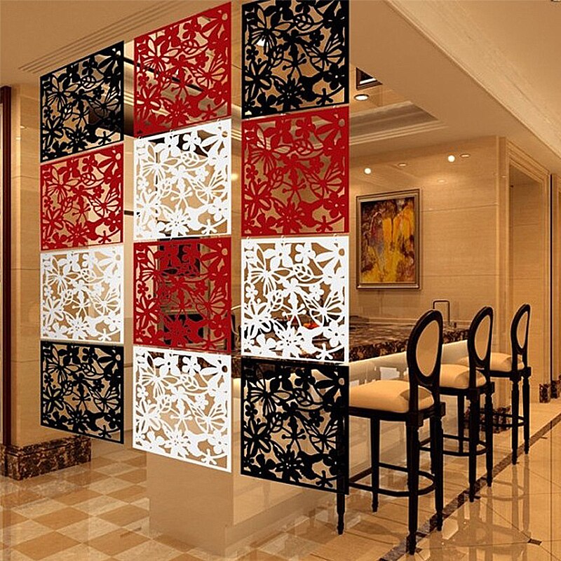 Écran suspendu creux 40*40cm, diviseur de pièce, décoration de maison, autocollants muraux, rideau creux, séparation papillon fleur