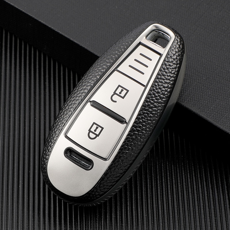 Carbon key fob cover case hood skin protect holder for SUZUKI Swift Sport SX4 SCORSS grand vitara remote car accessori: Silver