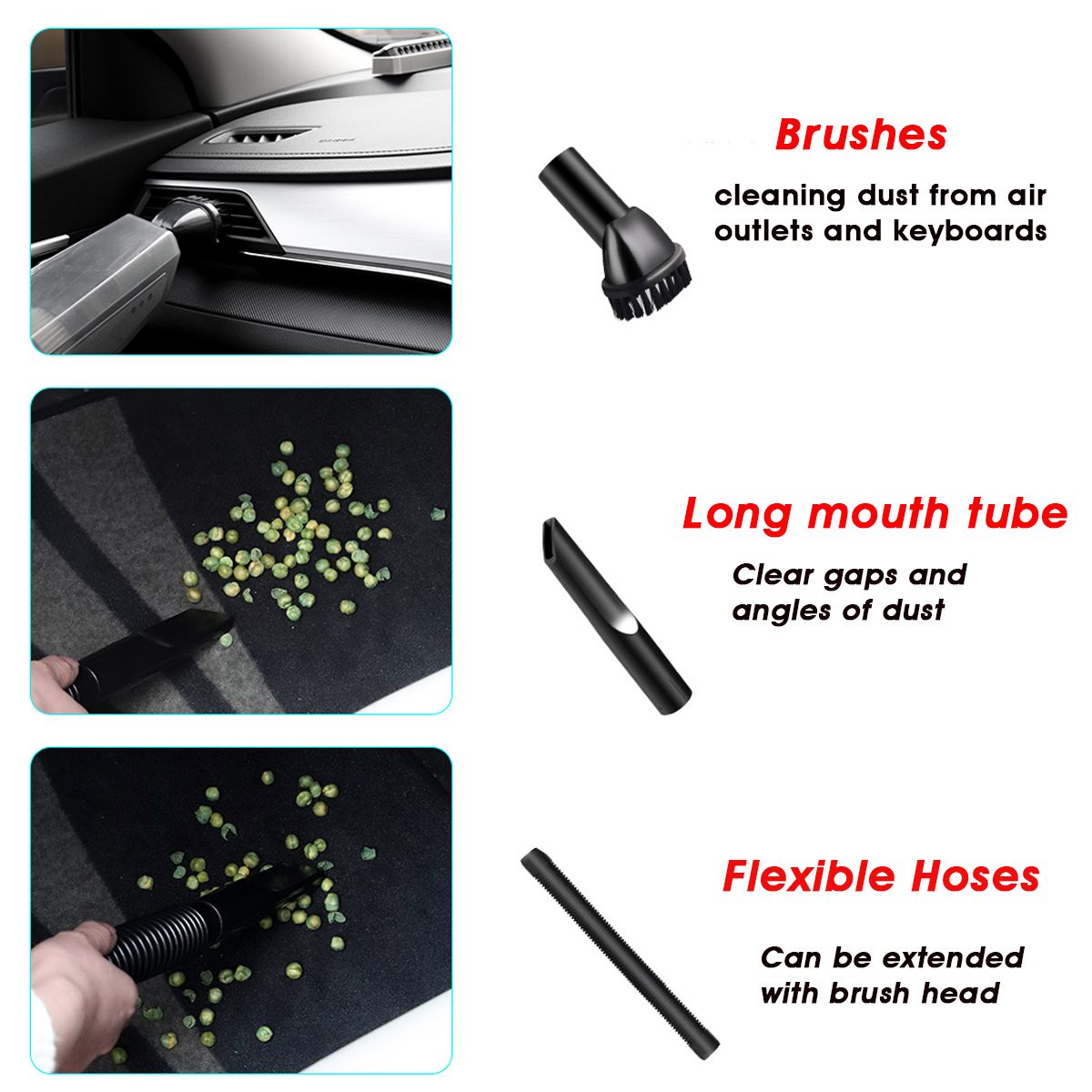 Wireless Cordless Car Vacuum cleaner Vacuuming Automobile Auto Portable Handheld Vacuum Cleaner Wet Dry Use USB Rechargeable