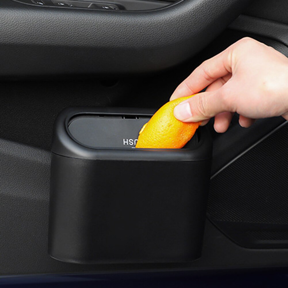 Pattumiera per auto cestino per appendere la spazzatura del veicolo scatola di immagazzinaggio scatola quadrata nera tipo di pressatura pattumiera accessori interni auto