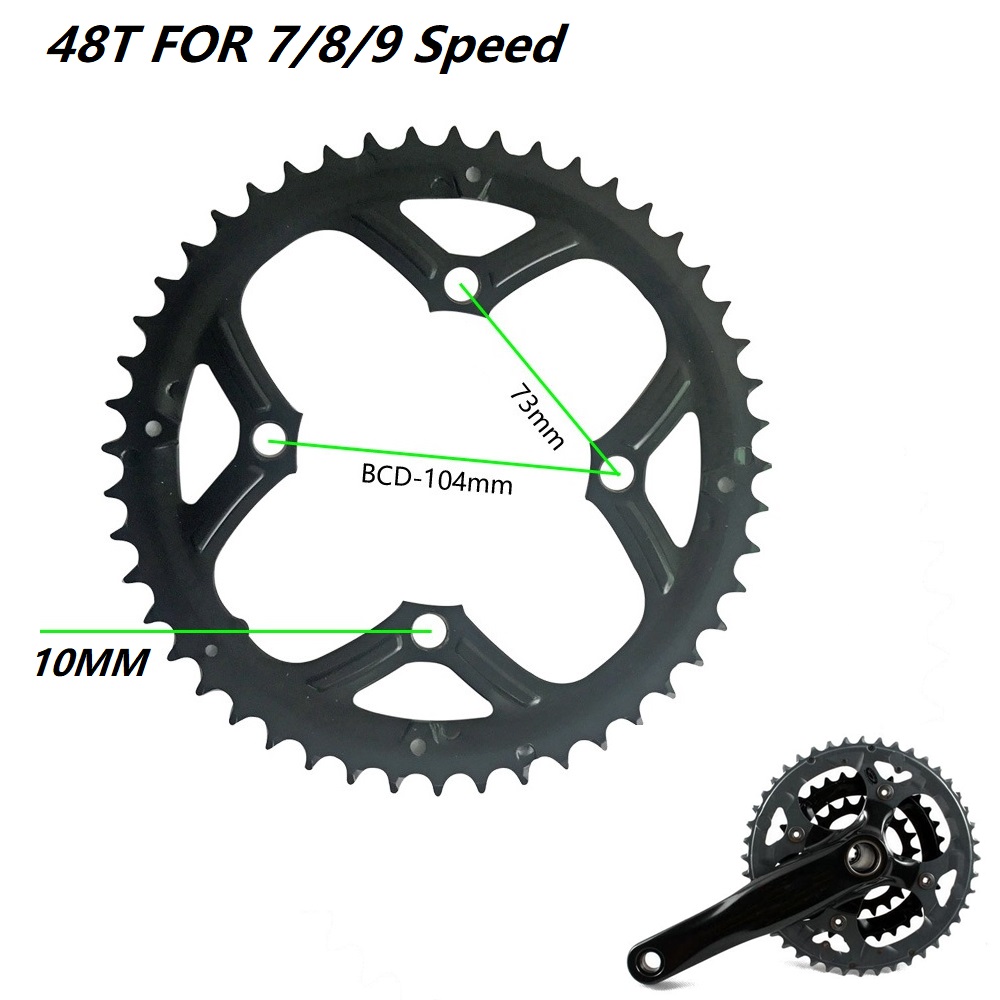 Kulstofstål 48t cykel kranksæt 104 bcd kædering cykel krankring mtb landevejscykel kædehjul til shimano slx  xt 7/8/9 hastighed