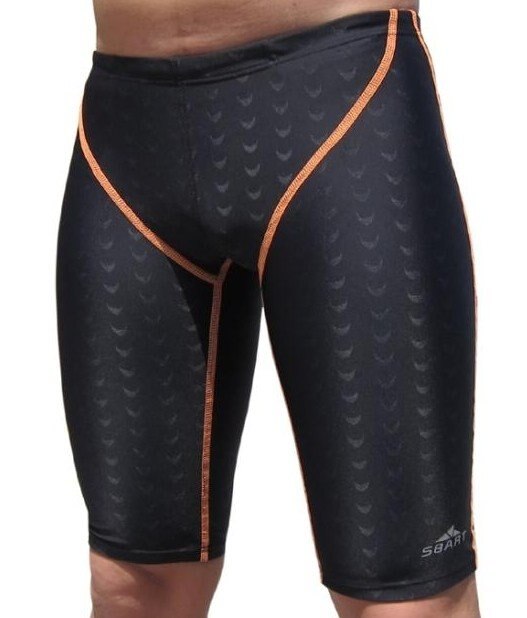 M to 5XL all size Pro shark skin sharkskin swim wear men swimming trunks shorts: Orange / XXXL