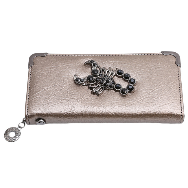 Cartera bolsa de mano con cremallera esqueleto titular de la tarjeta de embrague cartera femenina RD678051