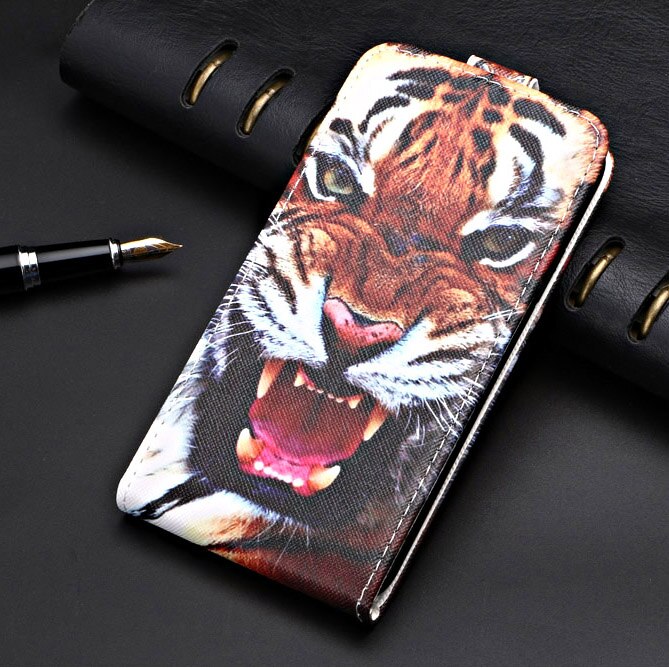 Leather Vintage Flip Case For Samsung Galaxy J3 ) J310 J320 Cover PU Leather Plain Cute Phone Bag Fundas: tiger