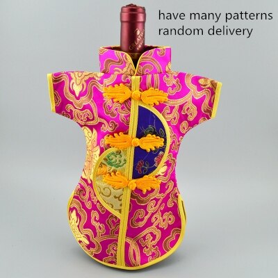 10 sztuk chińskie jedwabne satynowe woreczek pyłowy robić butelki wina dekoracja ubrań pokrywa 750ml dekoracja stołu świąteczny upominek weselny: fuchsia