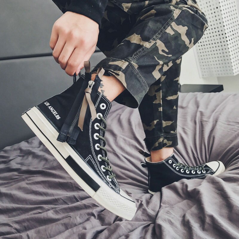 Zomer heren canvas schoenen veterschoenen hoge schoenen heren canvas flats casual sneakers schoenen  d12-53