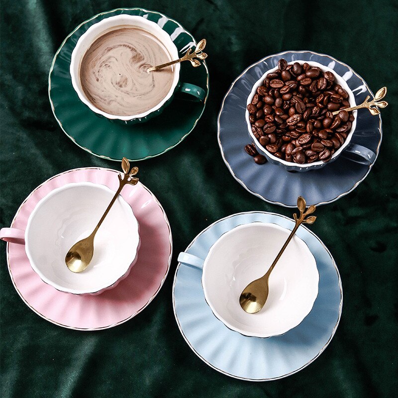 Europæisk phnom penh keramisk kaffekop med underkop og ske te kop simpel mælkekop cappuccino latte kop drinkware