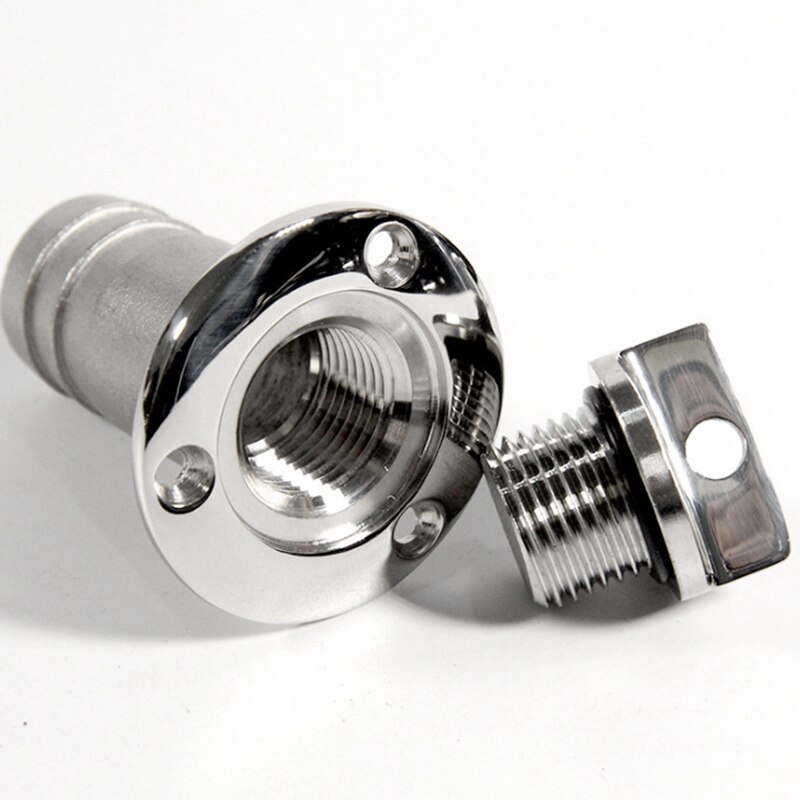 Stainless Steel Oval Drain Plug Vent Connector Fitting Boats Parts Yacht Kayak Canoe Silver-Color