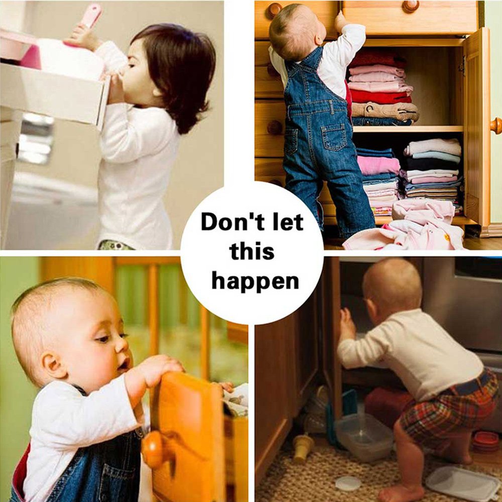 4Pcs Invisible Drawer Latch Lock Baby Safey Cabinet Locks Baby Security Children Protection Latches Safety Cupboard Door Locker