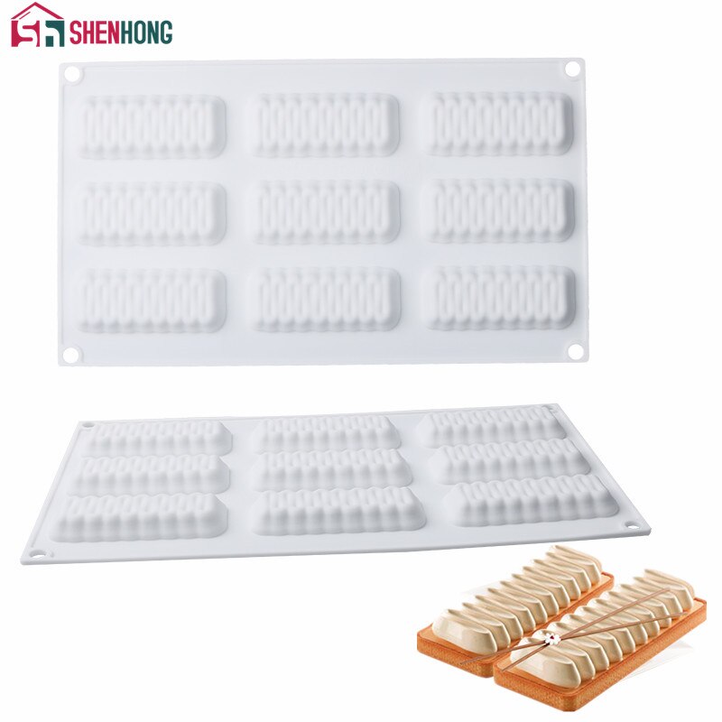 SHENHONG 9 Löcher Welle Form Torte Dekoration Dessert Silikon Gebäck Kuchen Form Zum Backen Tartlet Mould Mousse Schokolade Pan