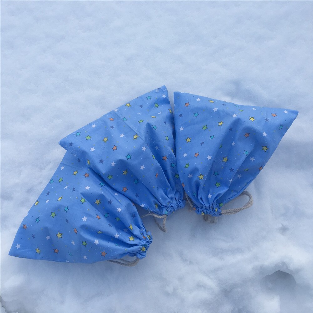 Yile 1pc katoenen trekkoord etui munt telefoon tasje party favor multifunctionele tas sterren blauw 8129a