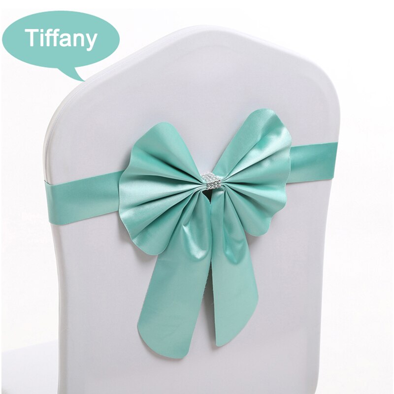 1 Stks/partij Stoel Cover Elastische Stoel Cover Stoel Terug Bloemen Boog Decoratie Hotel Bruiloft Stoel Terug: Tiffany