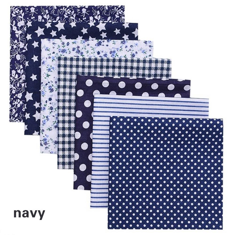 7pcs/Set Practical Fabric Cotton Sewing Quilting Fabrics Handcraft Patchwork Printed Cotton Cloth: Navy