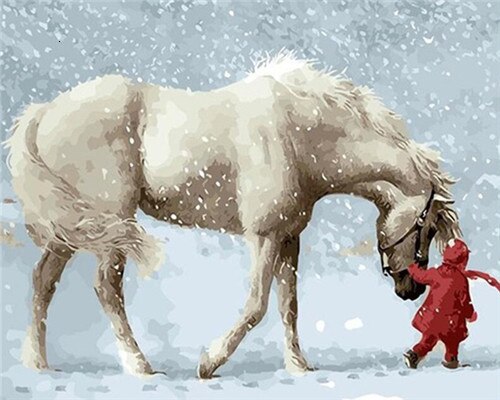 Pintura AZQSD por números, caballo, Animal, colorear por números, pintura al óleo acrílica, Kit de pintura a mano, decoración del hogar sin marco: SZYG1039