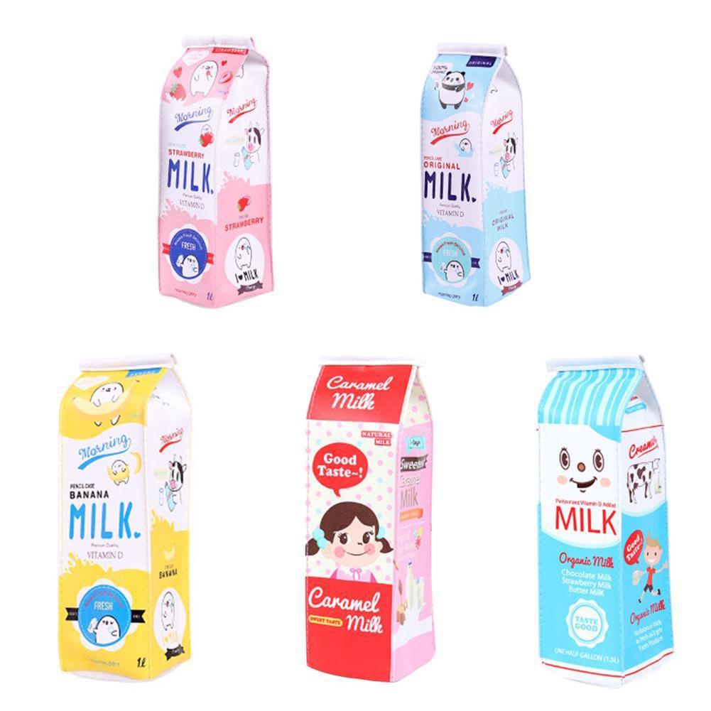 1Pc Leuke Kawaii Canvas Etui Hoge Capaciteit Pen Leuke Tassen Statione Melk Levert Zakken School Voor Meisjes Koreaanse Pen R4K1
