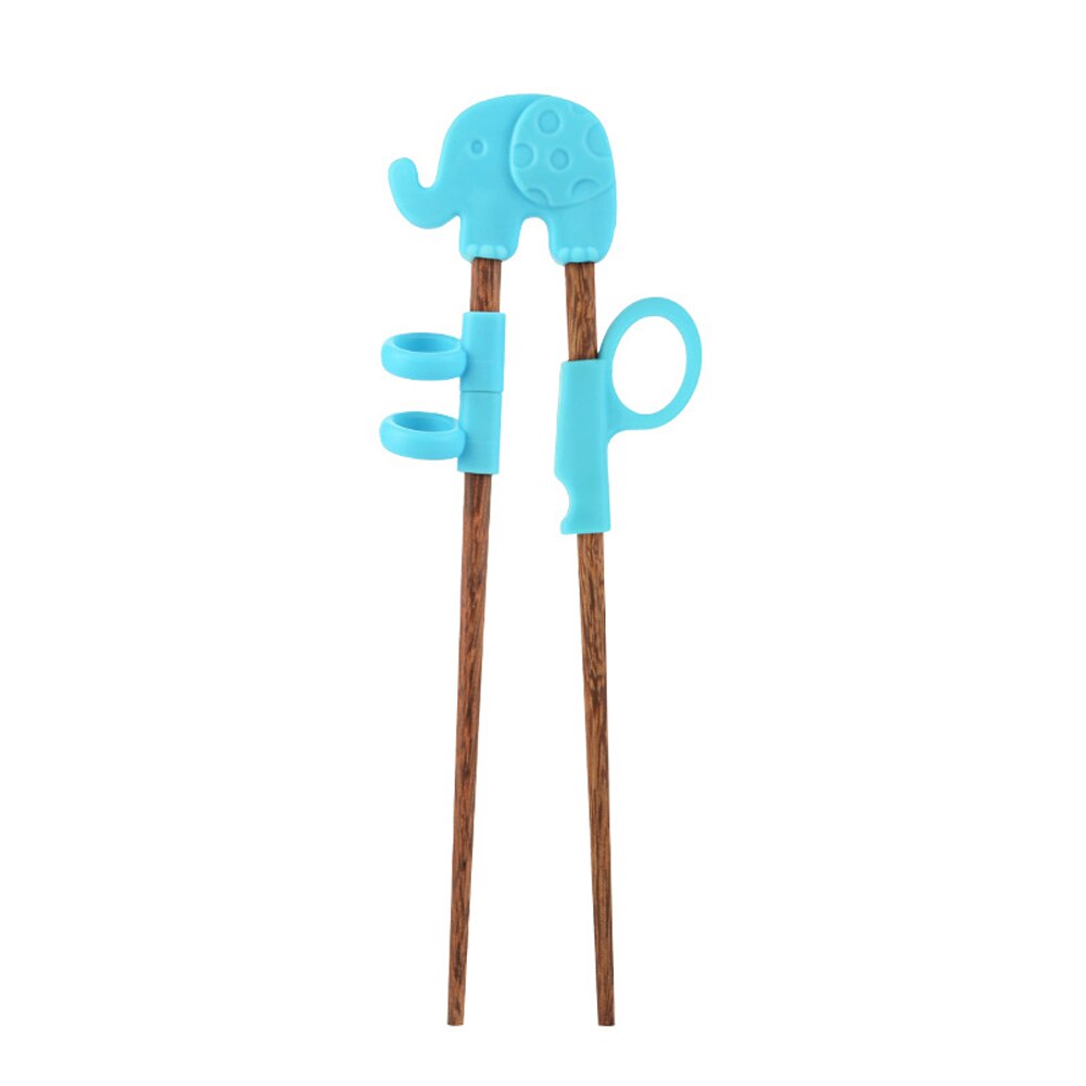 Palillos multicolores de estilo chino para niños, palillos antideslizantes para comida, pinzas de entrenamiento de dibujos animados, saludables, 1 par: blue