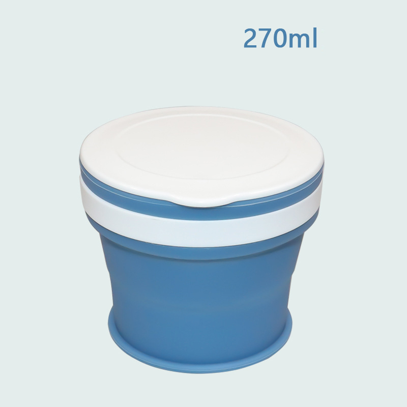 170/270/350ml Folding Silicone Draagbare Siliconen Telescopische Drinken Inklapbare koffie cup vouwen silica cup met Deksels reizen: 270ml Blue