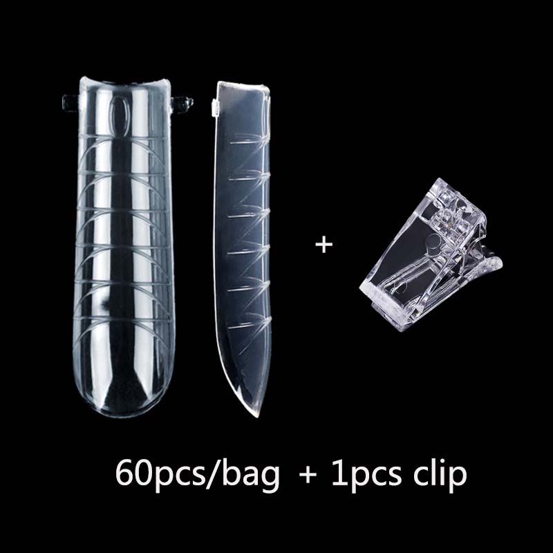 60 stk dual form negle forlængelsesforme til hurtig opbygning af akryl fransk kiste falske negle system nail art tips top form former: 60 stk. e