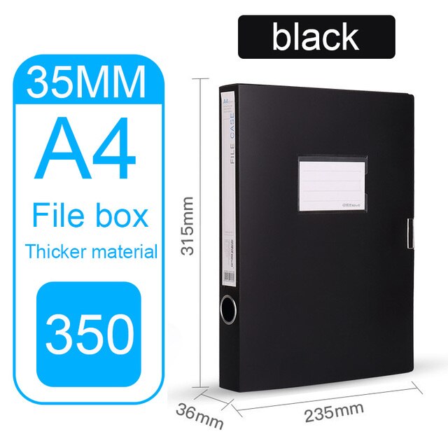 Office Supplies File Storage Box File A4 Plastic File Box 35mm 55mm 75mm Office Supplies Folder Office Folder A4 Office Storage: Black 35mm