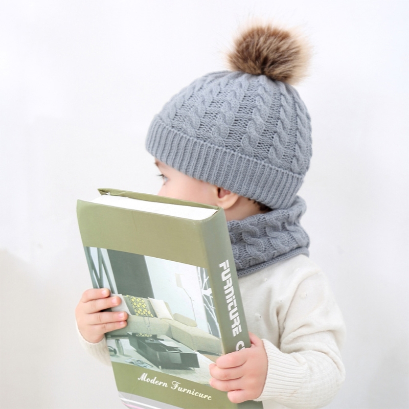 Gorro de punto para bebé, gorro cálido para la oreja, bufanda para bebé de 0 a 36 meses, gorro de invierno y pañoleta