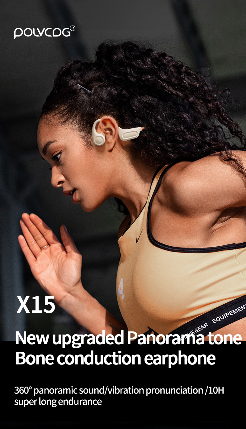 POLVCDG-X15 Przewodzenie kostne Pamięć 32G Bezprzewodowy zestaw słuchawkowy Bluetooth Wiszące ucho Wodoodporny zestaw słuchawkowy rowerowy IPX5 z mikrofonem