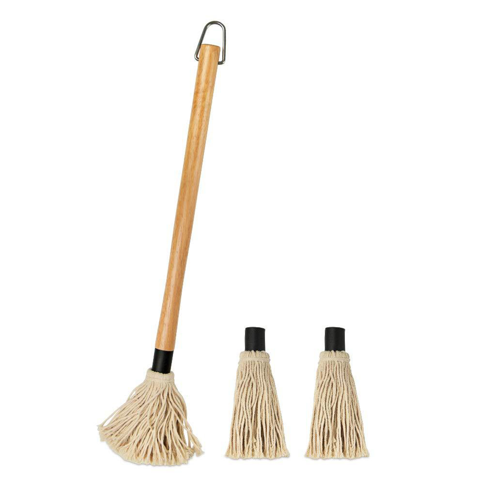 Grill Basting Brush BBQ Mop Barbecue Brush Basting Mops Cotton Fiber Head Natural Hardwood Handle Dish Mop Style: A