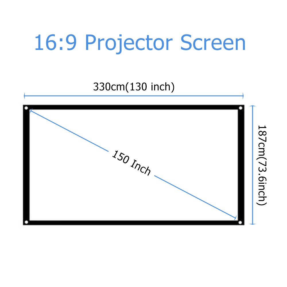 150 Inch Projector Screen 16:9 HD Foldable Projection Screen Anti-Crease Rear Front Projection Movies Screen for Home Theater