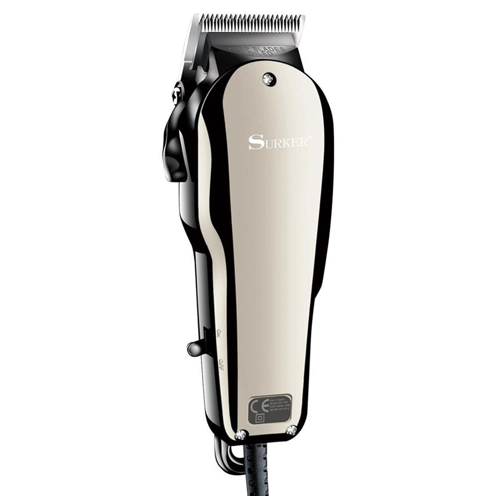 Surker-tondeuse à cheveux professionnelle pour hommes, tondeuse à cheveux électrique, outil Vintage pour couper les cheveux, accessoire de coiffeur avec cordon de 1.9M: silver