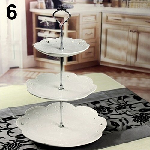 3 Tier Stainless Steel Crown Wedding Desserts Fruits Cake Plate Stand Kitchen,Dining Bar Supplies: Silver