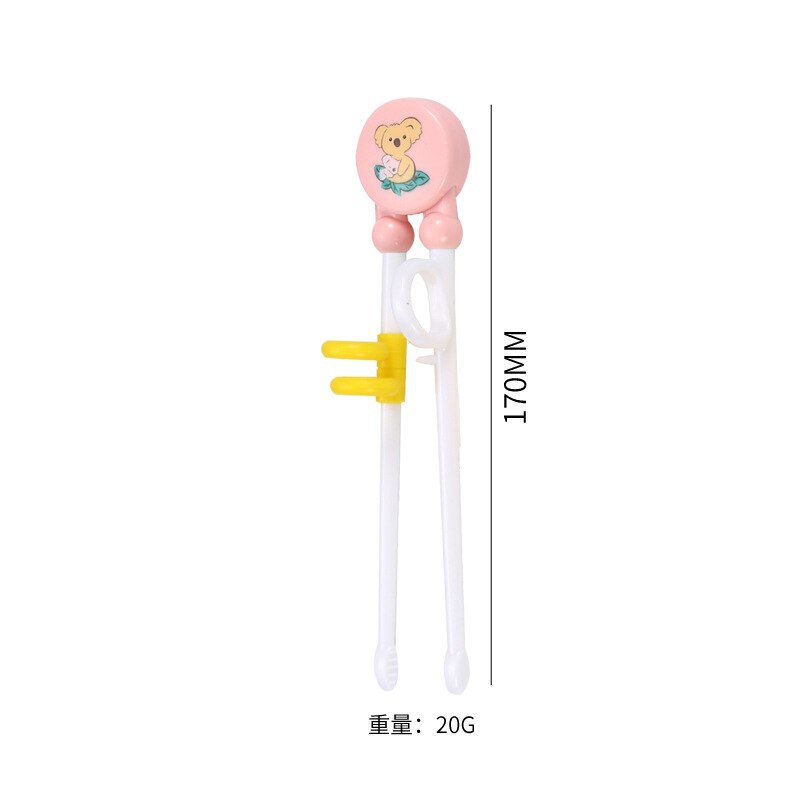 1Pair Chopsticks Plastic For Kids Cartoon Learning Chop Sticks Reusable Training Chopsticks Cute Children Tableware: koala-Pink